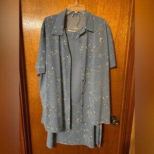 VINTAGE from the 90’s Floral Blue Shirt & Skirt Set